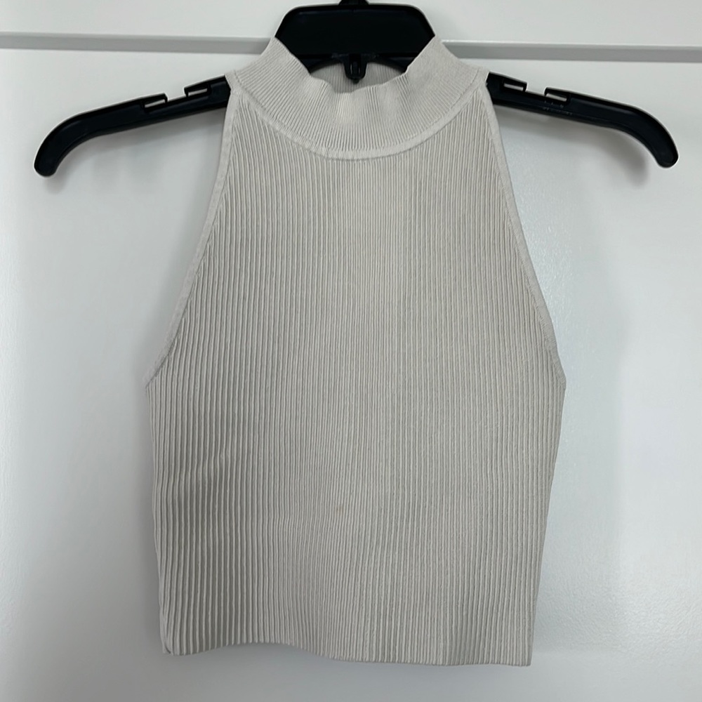 Aritzia Babaton Sculpt Knit Halter Top - size XS - Matte Pearl